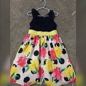 Girls navy/yellow floral dress size 6